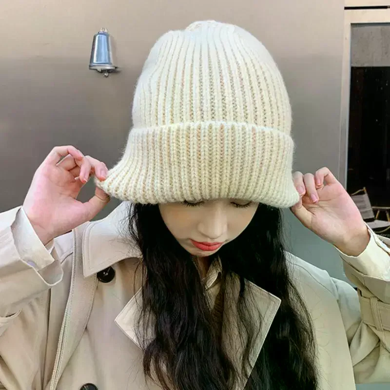 Fashion Winter Warm Hats For Women Casual Stacking Knitted Bonnet Caps Men Hats Solid Color Hip Hop Unisex Female Beanies