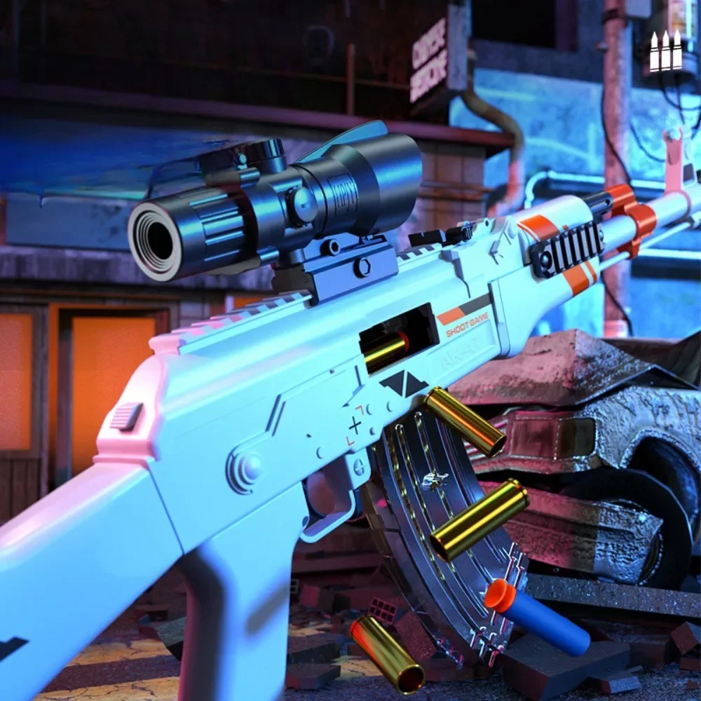 AK47 Soft Bullet Gun Shell Launching Manual Pull Bolt Assault Rifle Toy Model Outdoor CS Fighting Game für Jungen Weihnachtsgeschenk
