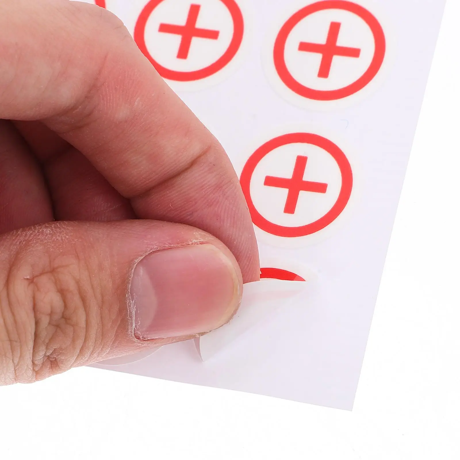 Etiquetas adhesivas redondas de polaridad de 20mm para baterías, máquinas eléctricas, cumplimiento de seguridad, identificación clara, adhesivo fuerte