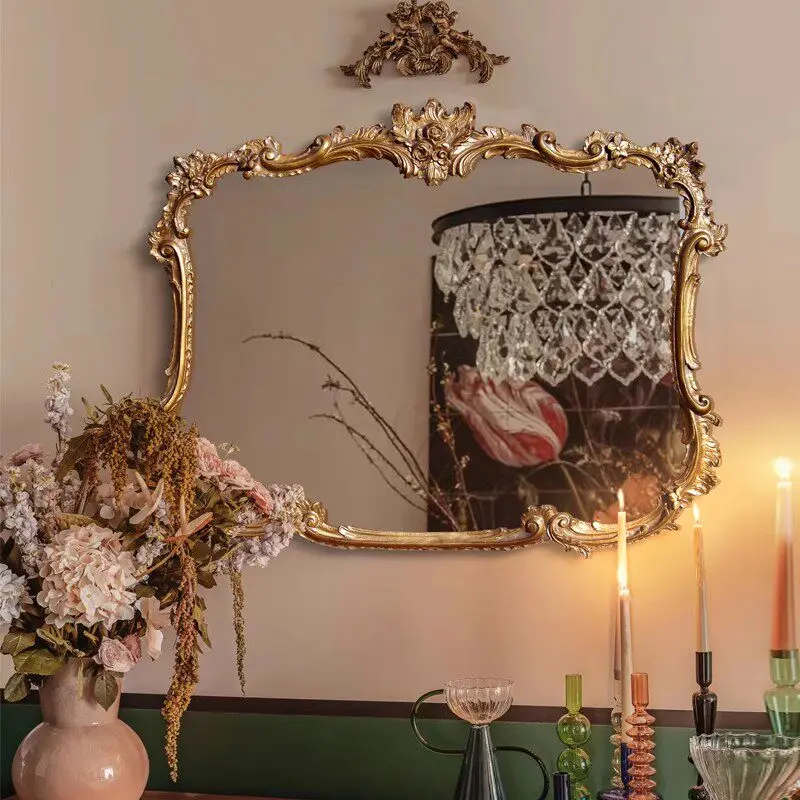 Defogger Unbreakable Mirror Decor Retro Antique Makeup Bedroom Wall Mirror Decor Art Compact Custom Specchietto Home Decor Items