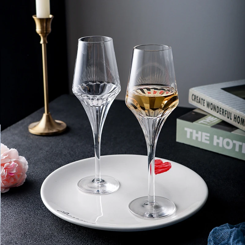 100ML Luxury Retro Red Wine Glasses Crystal Glass Whiskey Champagne Cup Transparent Goblet Wedding Party Glass Gift Box Set