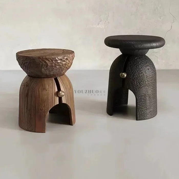 Designer creative new solid wood sofa stool medieval bench retro style