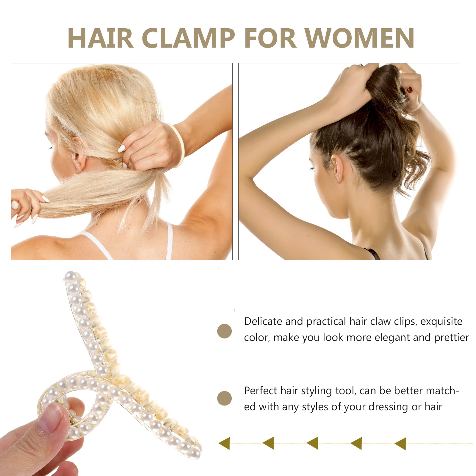 

4 pcs Pearl Hairpin Claw Clips for Women Girls Large Pins Barrette Artificial Pearl PP Material Styling Tool Hair Accessories
