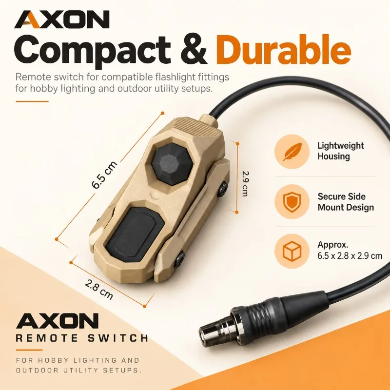 AXON Dual Control Remote Switch, Sand Finish Rat Tail Line Controller, SF Plug for Multi-type Flashlight Fittings