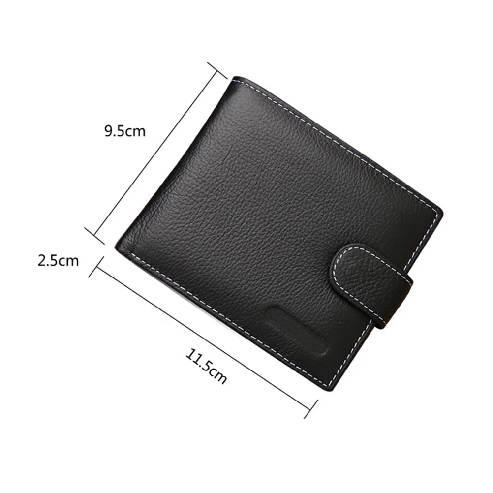 Men Wallet 4.5X3.7X1In Slim Trifold Vintage Front Pocket Cash Coin Holder Zipper Compartment Photo Slot For