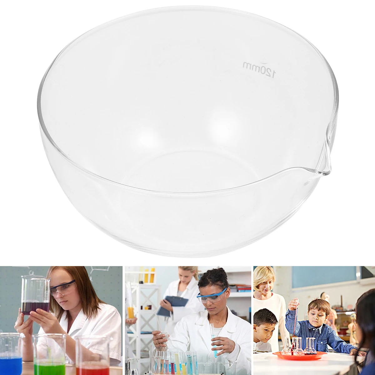 

Spouted Evaporating Dish Glassware for Scientific Experiments Laboratory Mixing Bowl Basin Round