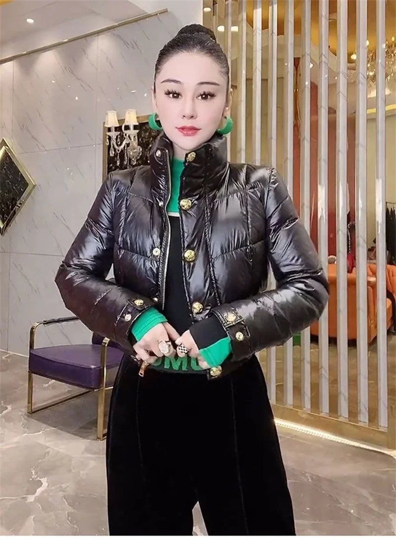 Korean Down Cotton Jacket Women 2025 New Winter Loose Stand-up Collar Casual Short Waterproof Parka Outwear Ladies Warm Overcoat