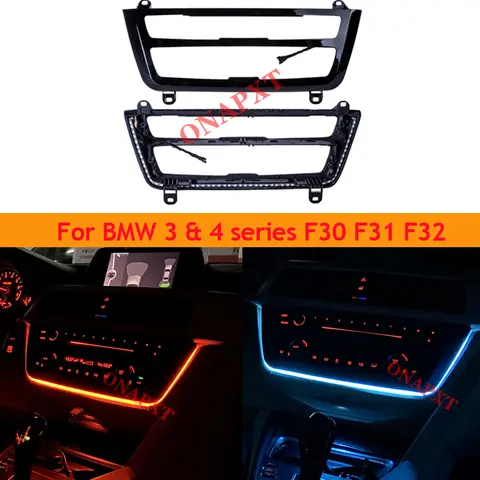 BMW 3 시리즈 4 시리즈 F30 F35 2 컬러 센터 콘솔 AC 패널 주변 조명 라디오 트림 LED 대시 보드 조명 분위기 램프