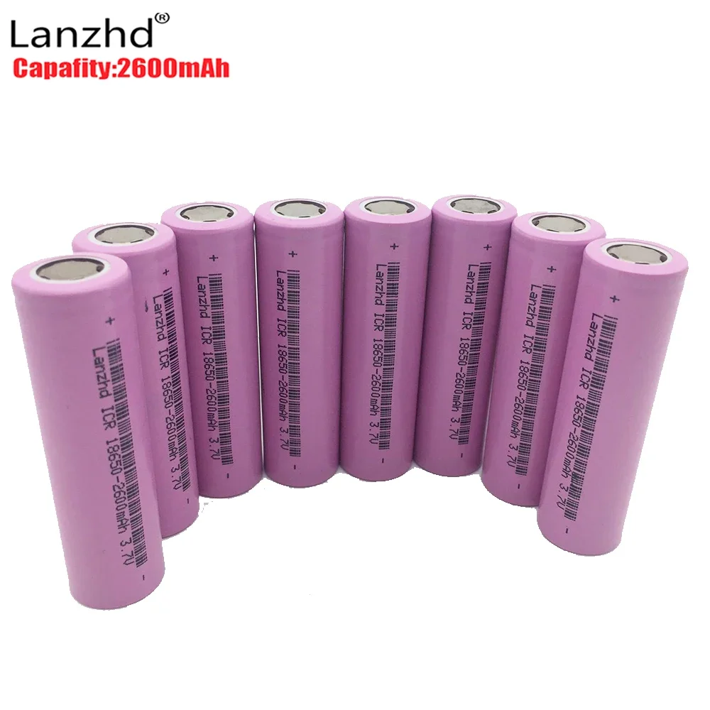 

8pcs 3.7V Battery 18650 Rechargeable batteries 2600mAh lithium Li ion Battery For Flashlight Laptop LED Mobile power Bank