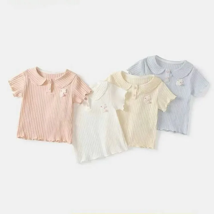 

Girls' Summer Short sleeved T-shirt 2025 New Style Bottom Shirt Summer Dress Little Girls Korean Casual Top