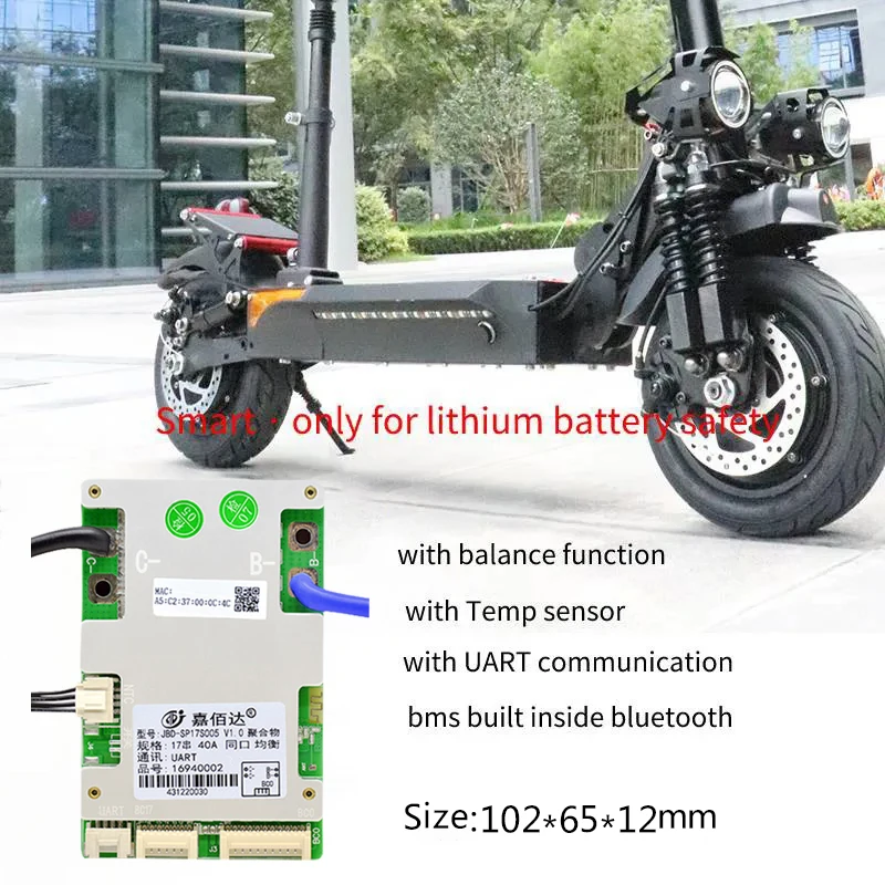 JBD تحديد تلقائي 10S 12S 13S 14S 15S 16S 17S Smart BMS عد 50A الذروة 150A BMS Lifepo4 المدمج في BT مع NTC UART