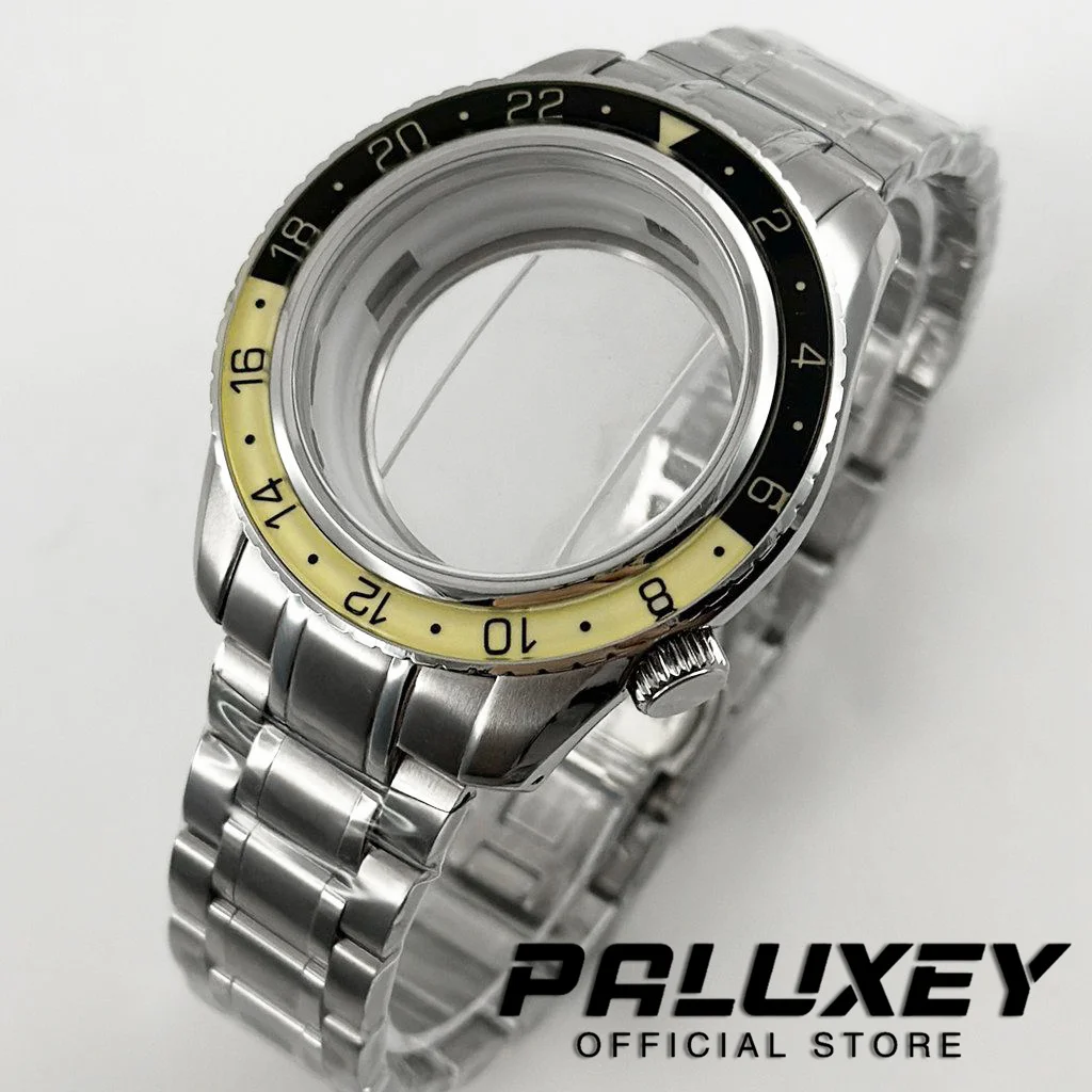 

NH34 44 мм C3 Светящийся безель GS Корпус Спортивная коллекция Корпус для часов NH34 NH35 NH36 4R35 Механизм Браслет из нержавеющей стали