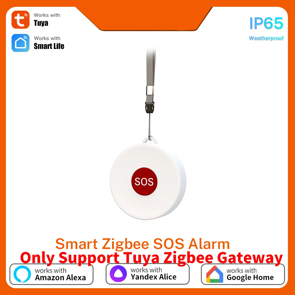 Tuya ZigBee Wireless SOS Button APP Remote Control Only Support Tuya Zigbee Gateway