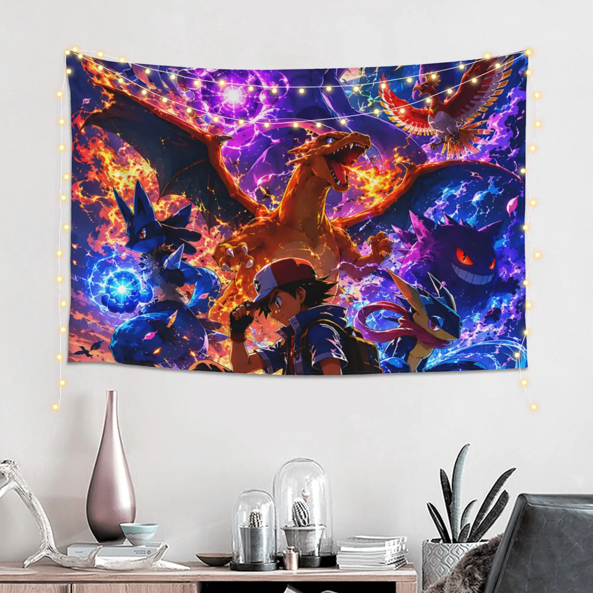 Cutecore Pokemon Legend Creature Sunset Collage Tapestry Bedroom Decoration  Wall Hanging Blanket Tapestry Cool Stuff For Room