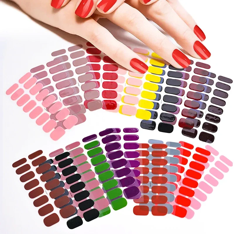 

16pcs Semi-Cured UV Nail Sticker Full Cover Nail Polish Strips Lamp-solidify Fingertip Self-Adhesive Nails Gel UV Decals