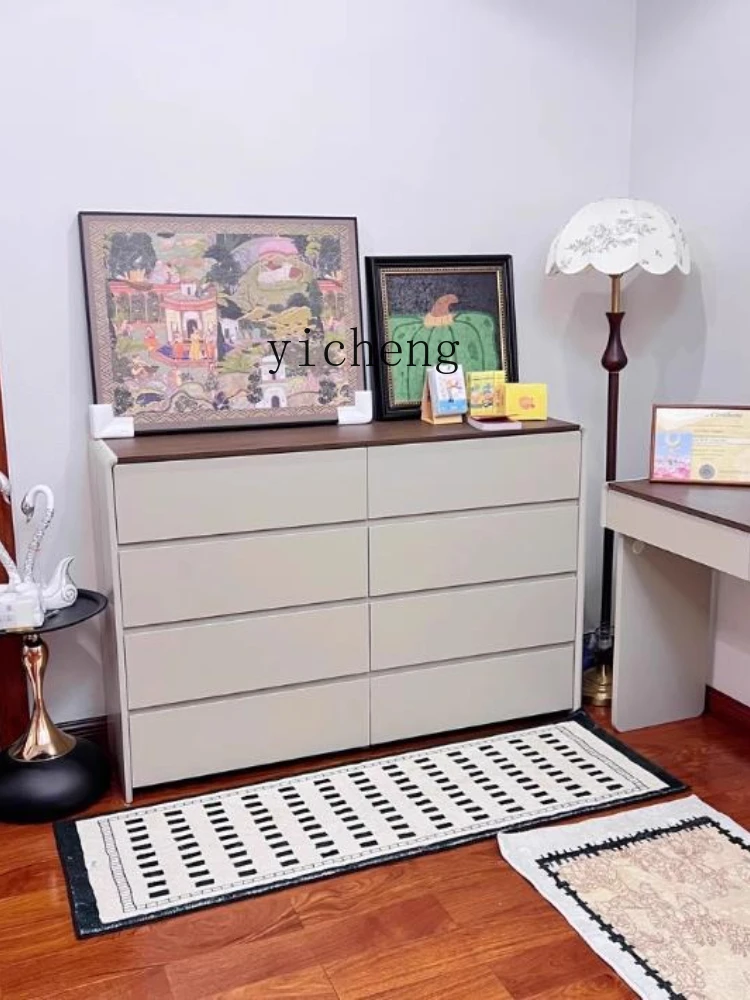 

Bedroom Bedside Wall-Mounted Storage Cabinet Luxury High-End Five-Drawer Solid Wood Storage Eight-Drawer Cabinet