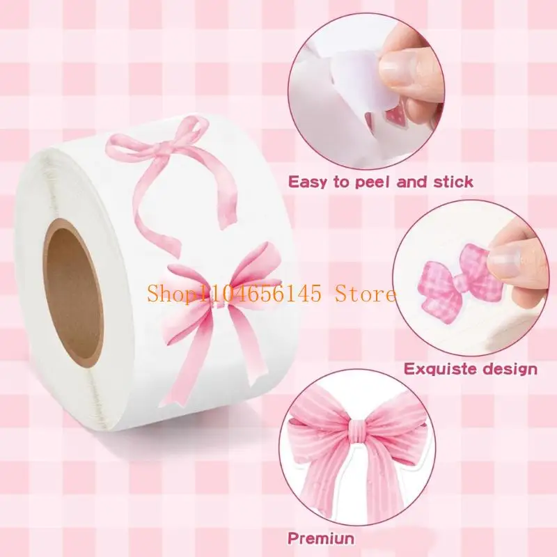 652F 500 Pcs Decorative Sticker Pink Bows Seal Sticker Gift Box Blessing Sticker Adhesive Sticker for Scrapbooking Journal
