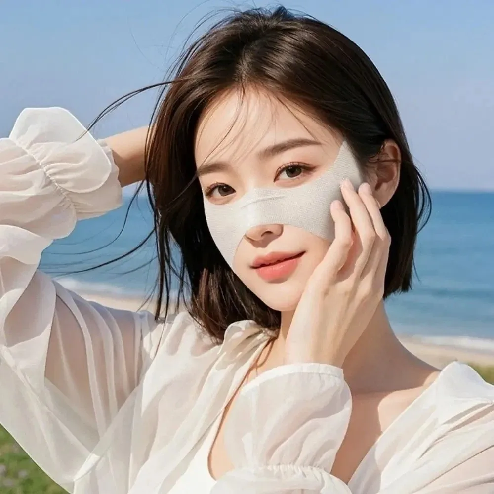 Earloop Elastic UV Protection Face Cover Thin Solid Color Golf Sunscreen Veil Washable Breathable Half Face Shield Summer view 5