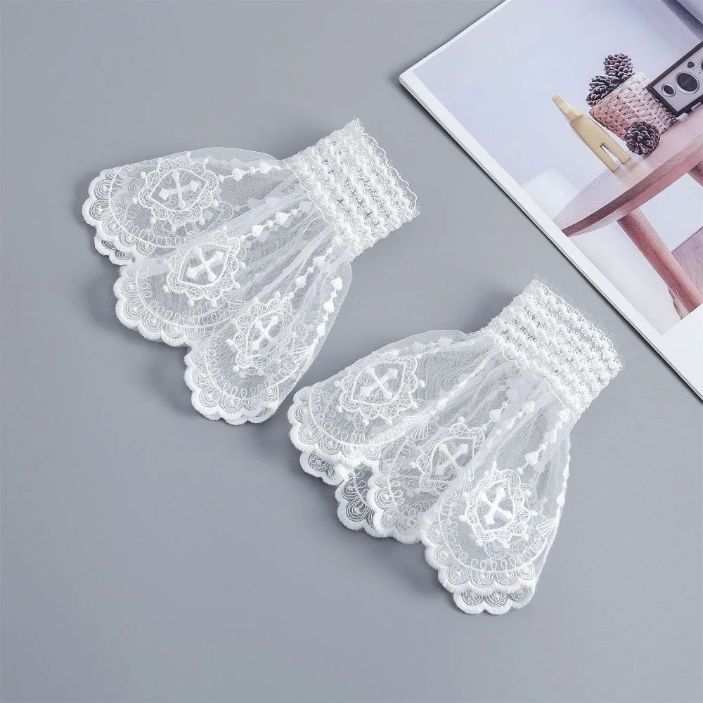 Victorian Style Lace Jabot Collar White Detachable Ruffled Fake Collar Cosplay Accessory Decorative Neck Collar