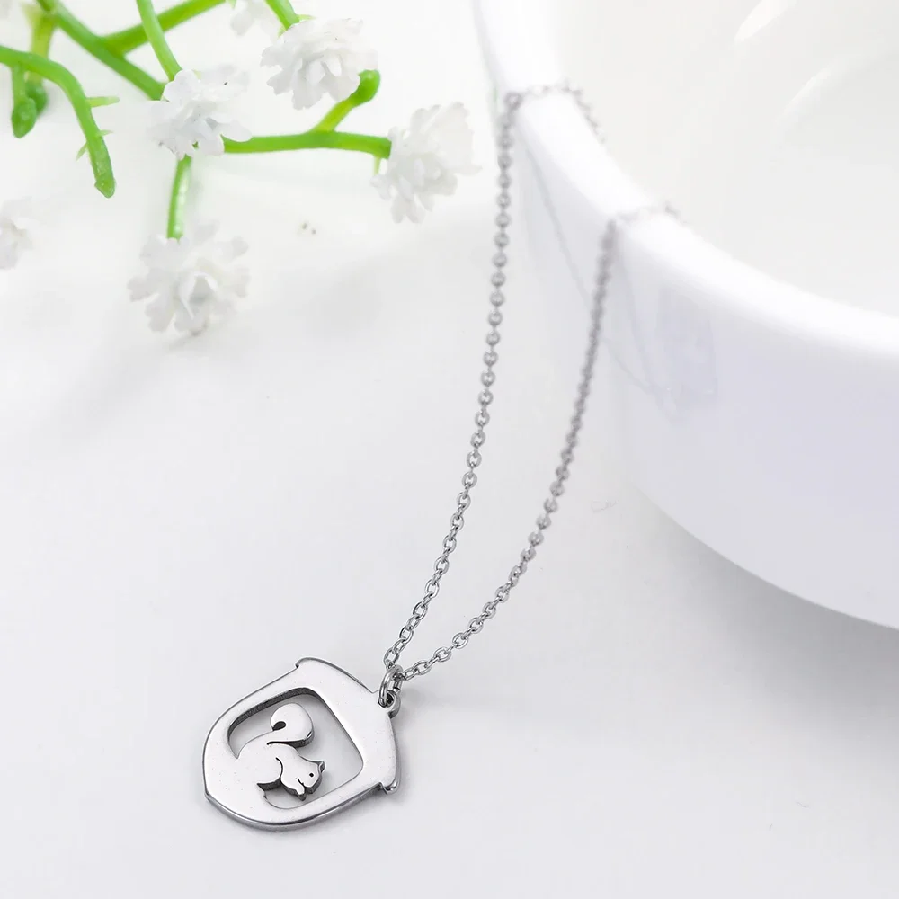 Cazador Cute Squirrel and Chestnut Hollow Pendant Necklaces Women's Necklace Choker Stainless Steel Jewelry Birthday Gifts 2026