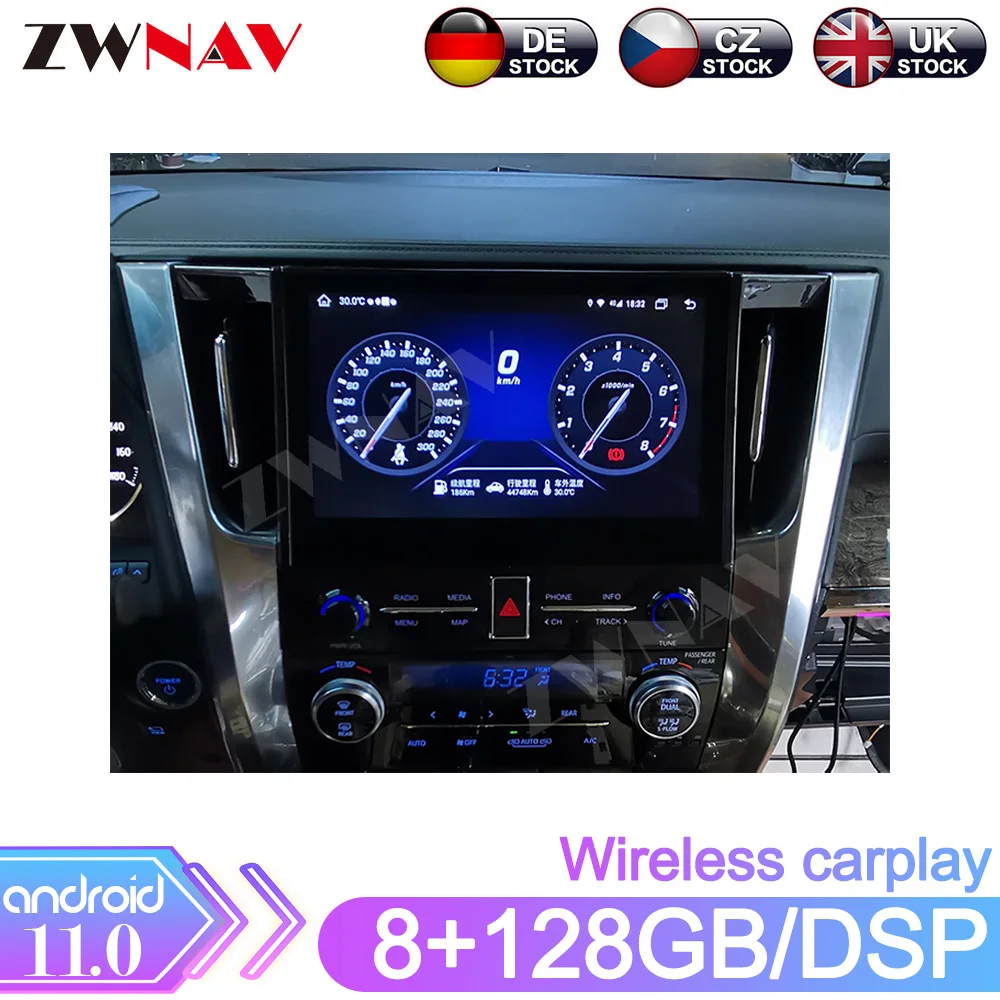 For Toyota Alphard 30 Vellfire 30 2015-2020 Auto Radio Android Car Radio Stereo Receiver Multimedia BT Player GPS Navi Carplay