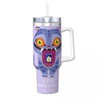Stainless Steel Tumbler KPop Demon Hunters Car Mugs With Straws Beach Hot Drinks Water Bottle Keep Heat 40oz Thermal Mug