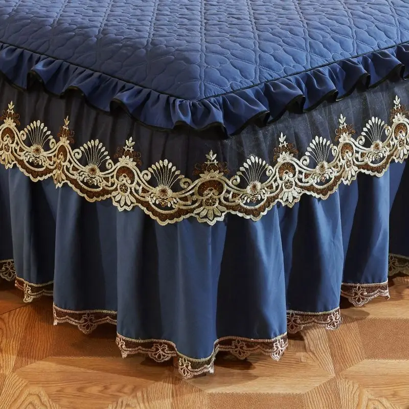 Thickened Cotton Bedspread, European Lace Bed Skirt, Single Double Bed, Spring and Autumn, Dustproof Bedspread Style