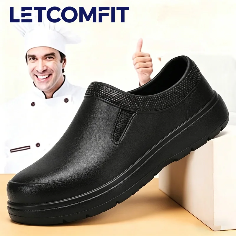 Men's Chef Shoes Anti Slip Oil Resistant Dirt Resistant Shoes Kitchen Work Shoes Quick Dry Rain Shoes Large Size Breath Clogs