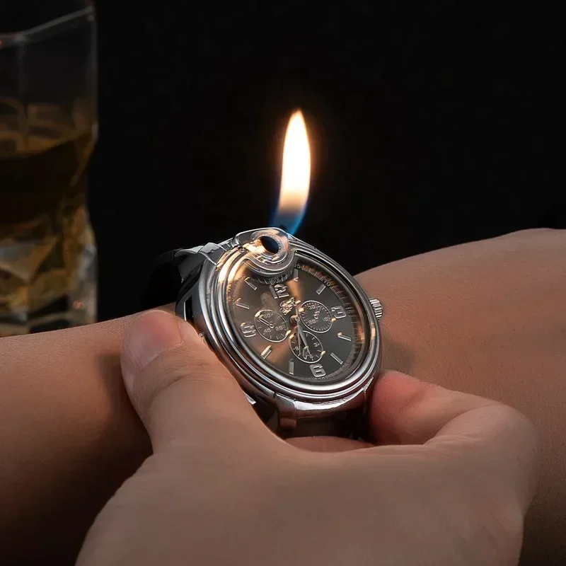 Metal Gas Watch Lighter Refillable Gas Portable Outdoor Windproof Lighter Fashionable And Cool Personality Creative Gift