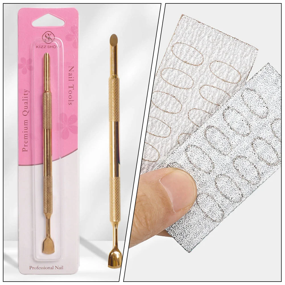 1 Set Nail Cuticle Pusher Dead Skin Remove Tool Nail Cuticles Push Tool with Sandpaper nail scraper for gel polish