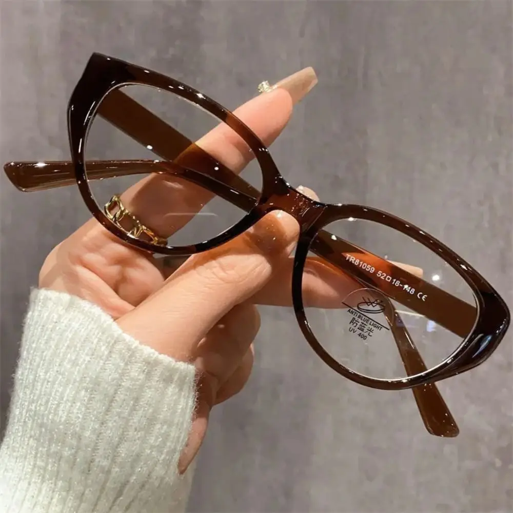 New Retro Anti-blue Light Glasses Unisex Flat Mirror Cat Eye Glasses Small Frame Eyeglasses Fashion Plain Glasses