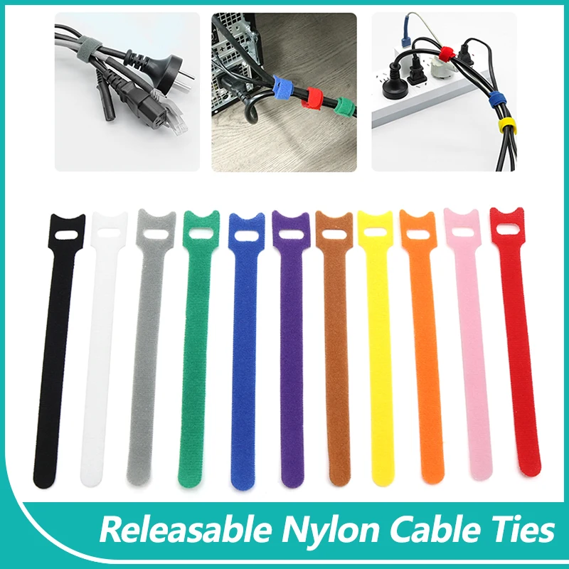 

150mm Releasable Nylon Cable Ties Adjustable Cord Ties Nylon Cable Management Straps Hook Loop Cord Organizer Wire T-type Ties