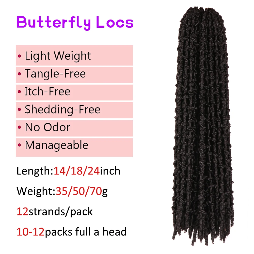 Dansama 18 24inch Synthetic Handmade Butterfly Locs Crochet Hair Distressed Faux Locs Crochet Braids Hair Extension For Woman