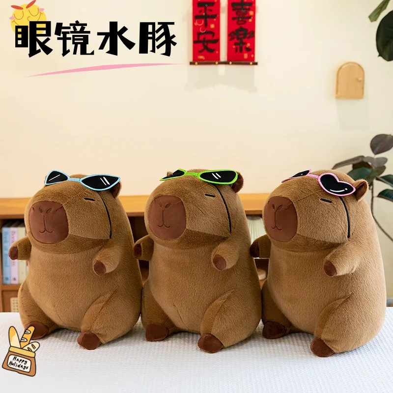 

50cm Cute Wear Glasses Capybara Plush Doll Cartoon Fluffy Capybara Plush Toy Soft Simulation Capibara Fluffty Doll Christmas Toy