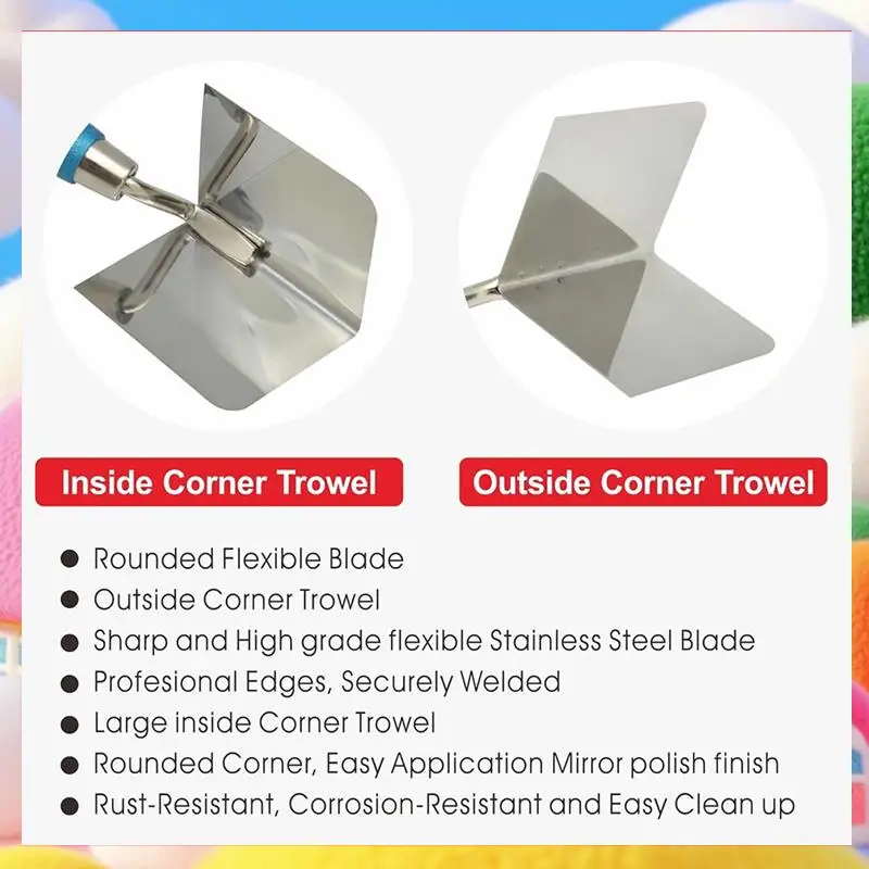 2 PC Corner Tool Set,Inside Corner Knife & Outside Corner Knife With Soft Grip Handle,Plastering Bricklaying Corner-ABUA