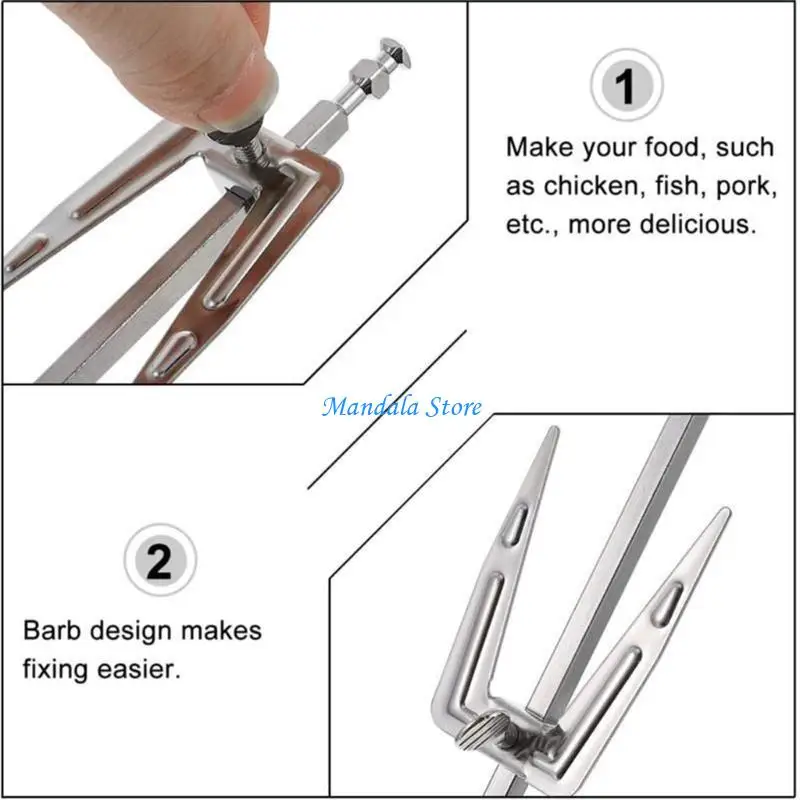 

U2JC Stainless Steel Grills Rotisserie Forks Spit Rods Barbecue Rotating Rack
