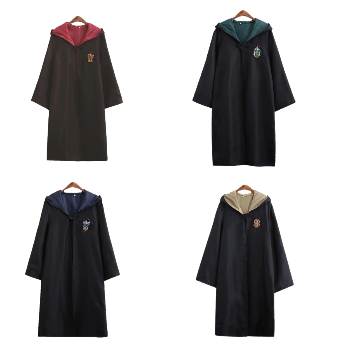 Harris  Adult Wizard'S Robe Cloak School Christmas Party Magic Scarf Tie Cosplay Costumes Birthday Halloween Gift