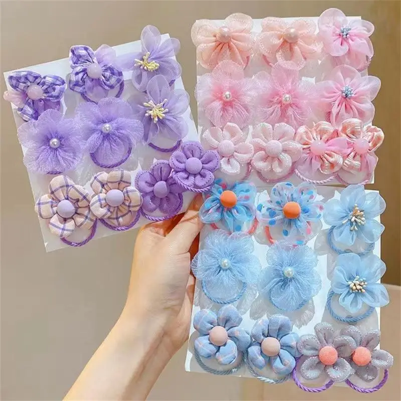 Childrens Cute Colorful Flower Hairbands Childrens Mesh Flower Hairbands To Tie Hair Without Damaging The Hair Rubber Band