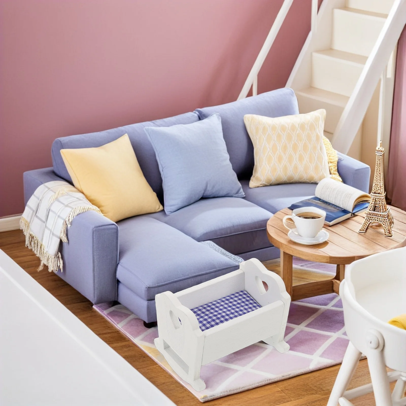 3 stuks miniatuur 1:12 schaal wieg babykamer meubilair realistische instelling veelzijdige thema's compact mobiel ontwerp