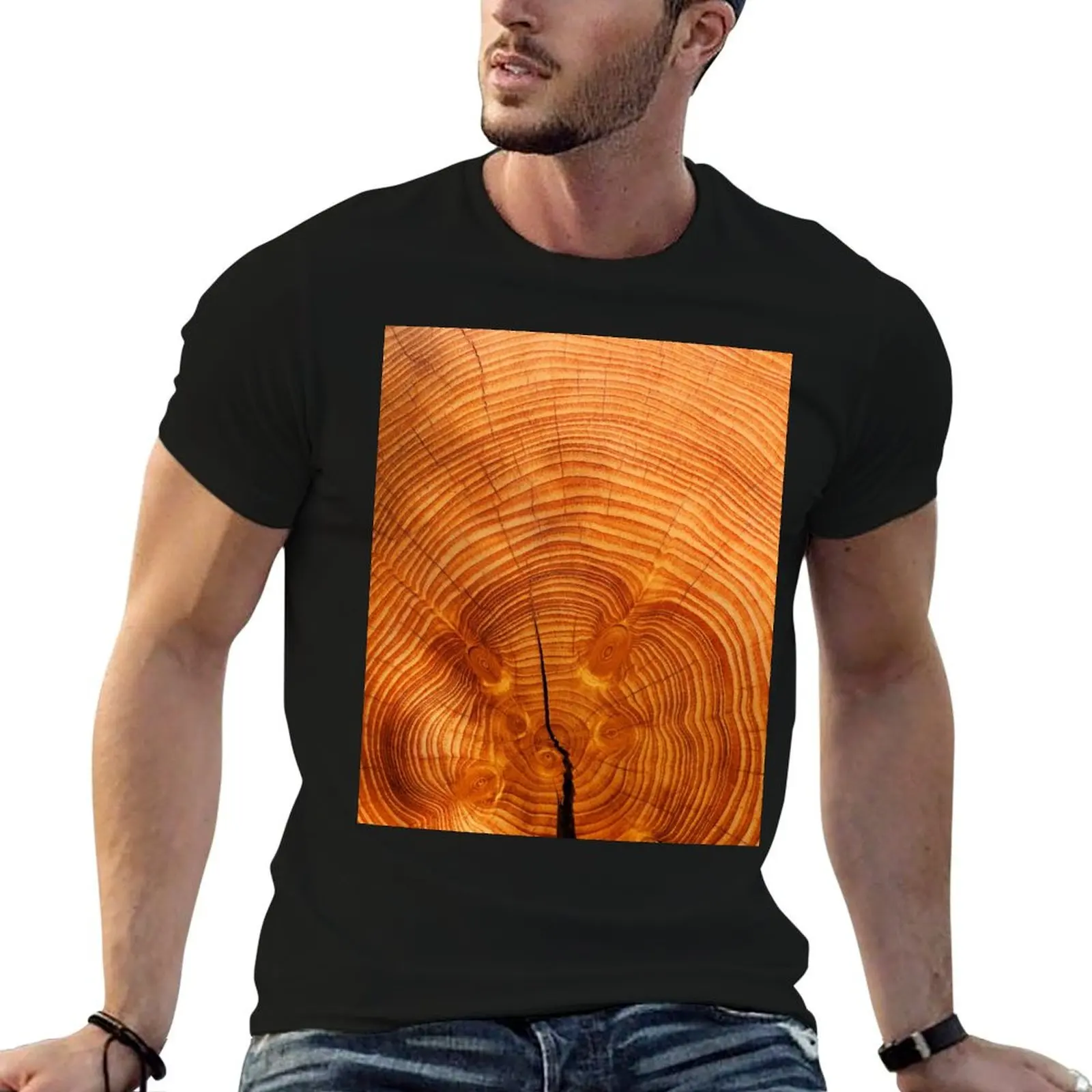 Wood Grain T-Shirt hippie clothes summer top korean fashion blue archive funny t shirts for men