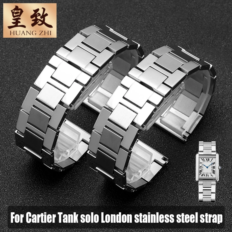 Stainless Steel Watch Band For Cartier Tank Solo Claire Men's and Women's Fine Steel Watch Strap 16mm 18mm 20mm 22mm 23 Bracelet