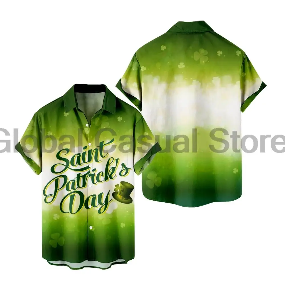 

Рубашка с короткими рукавами ко Дню Святого Патрика, футболка с откидным воротником, уличная одежда, повседневная одежда, летняя рубашка с отложным воротником для мужчин и женщин