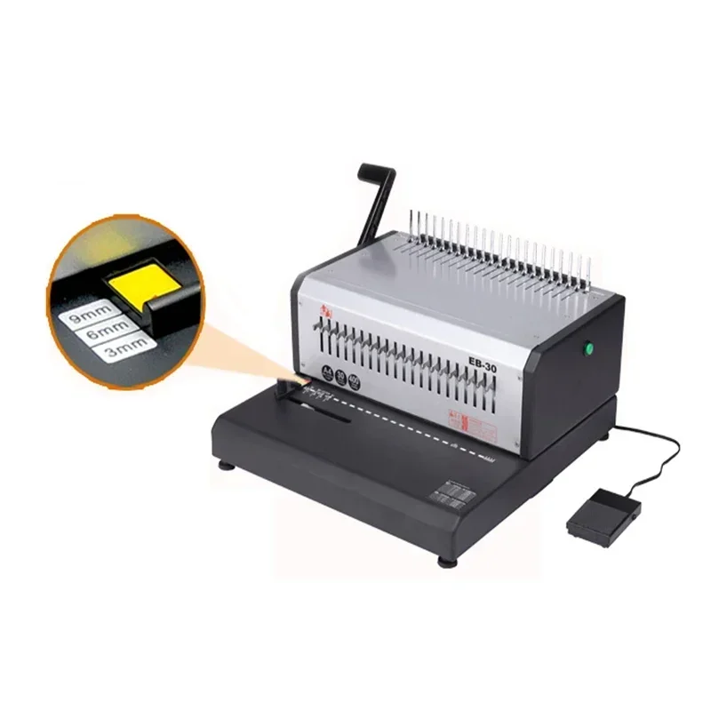 Contract Document Stapler Office Appliances Binding Margin Adjustable EB-30 21 Hole Rubber Ring Electric Binding Machine