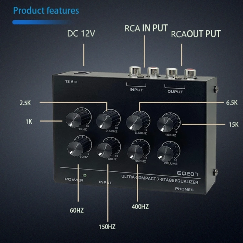 EQ207แอมพลิฟายเออร์ขยายเสียงที่แม่นยำ7แบนด์พร้อมเสียงแหลมตรงกลางเบสสำหรับการปรับเสียงที่ดีขึ้นและแม่นยำ
