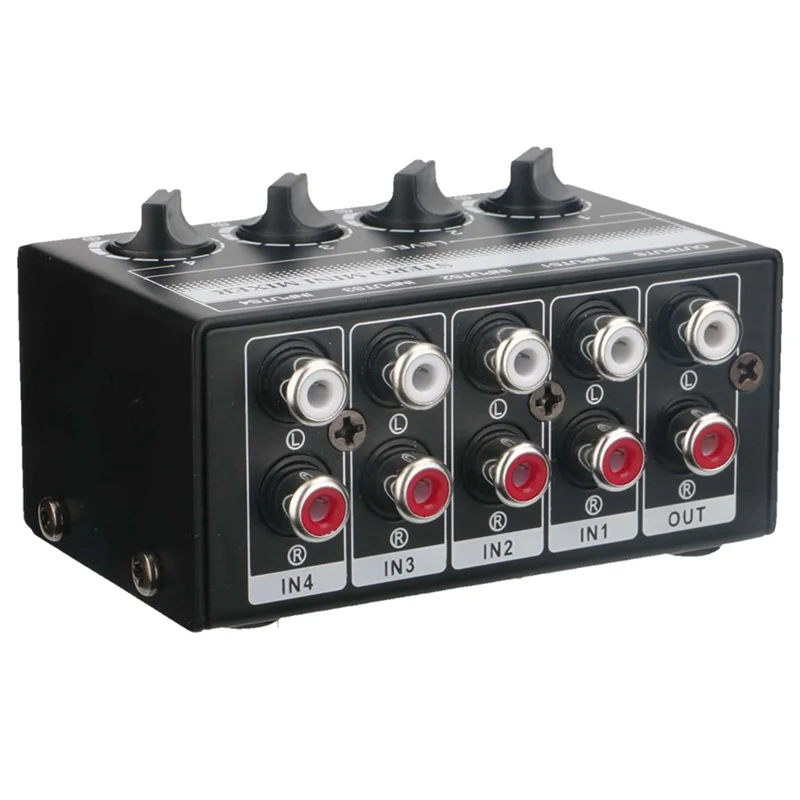 CX400 Audio Mixer Mini Stereo 4-Channel Passive Mixer Microphone Multi-Channel 1 in 4 Out Stereo Splitter for Studio