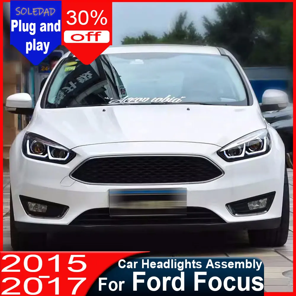 Car headlights For Ford Focus 2015-2018 Car Front Lamps Assembly Upgrade Headlight Accessories Dual Projector Lens Turn Light