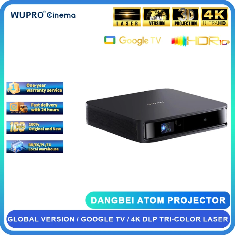 Dangbei ATOM Laser Projector First Google TV 1200ISO ANSI Lumen Portbale For Home Theater Smart 3D ALPD 1080P Dolby Audio Beamer