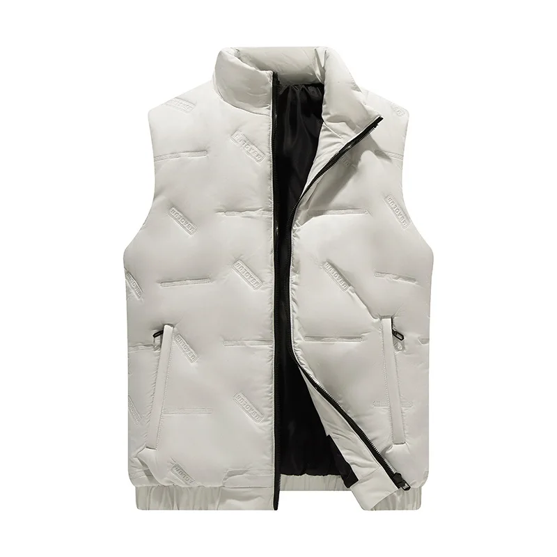 Men's Cotton Vest Warm Stand Collar Outerwear Winter Fashion Brand Simple Couple's Shoulder Top Thickened Flocking Rabbit Fur