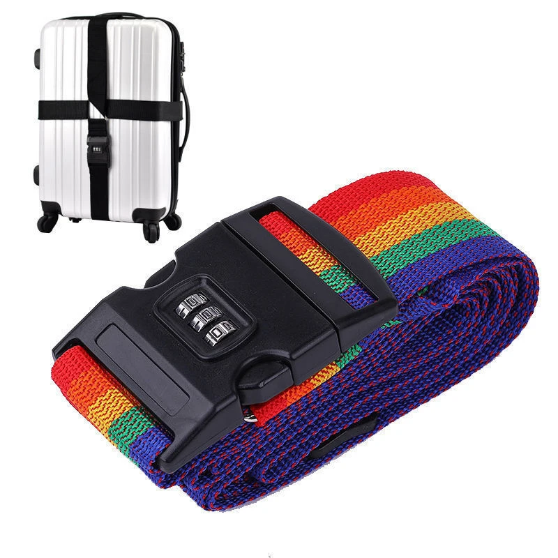 2Meters Rainbow Password Lock Packing Luggage Bag With Luggage Strap 3 Digits Password Lock Buckle Strap Baggage Belts