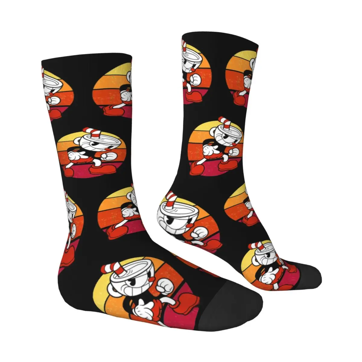 Hot Game Cuphead Sunset Socks Modern Stockings Men's Warm Soft Running Sports Socks Spring Custom Anti Skid Socks